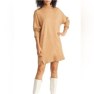 Steve Madden Tan Rosie Mock Neck Long Sleeve Sweater Dress